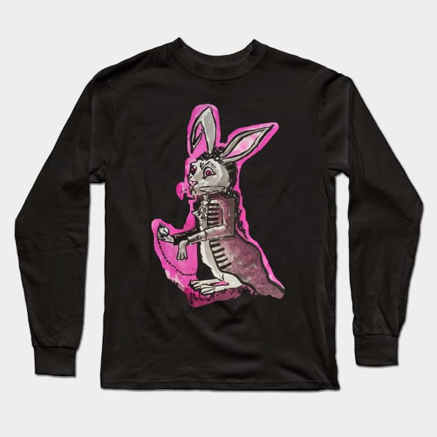 White Rabbit Long Sleeve T-Shirt by artmarieso